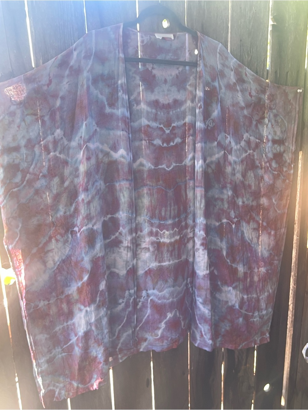 Cynthia Rowley hand tied and dyed Tie-Dye Kimono in Blue and Purple
